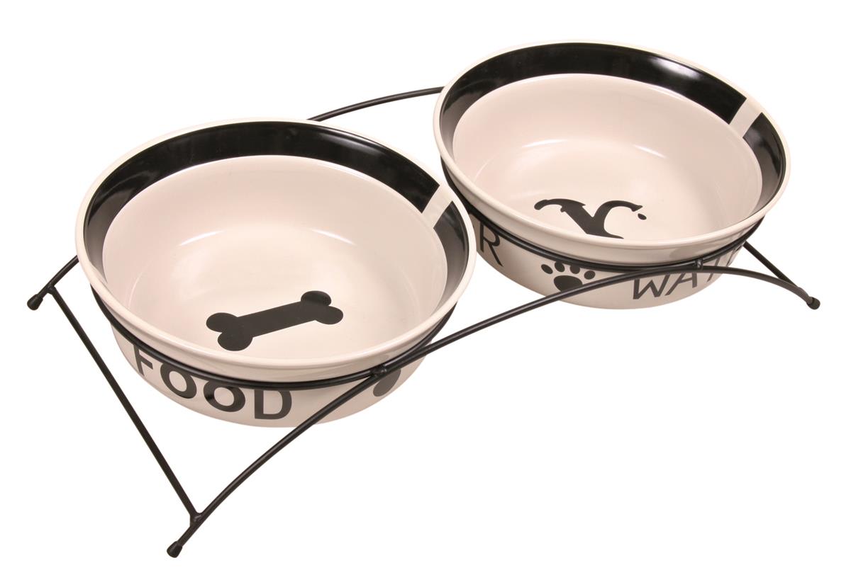 Hundeskål 24643 Keramikk M/Stativ 2stk 2,6L
