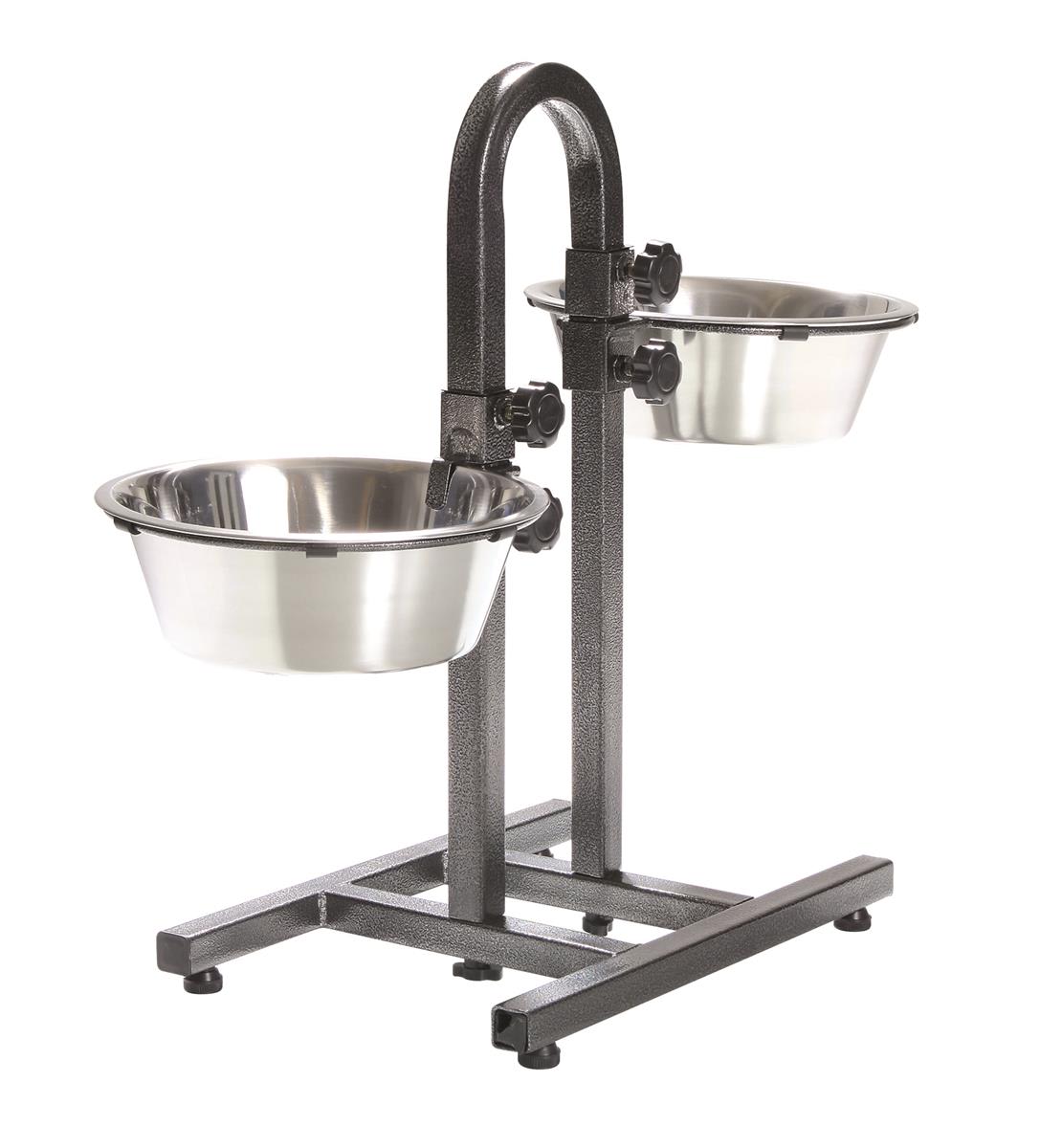Hundestativ i Rustfritt Stål 43cm Høy M/2x2,8L Skåler 2497