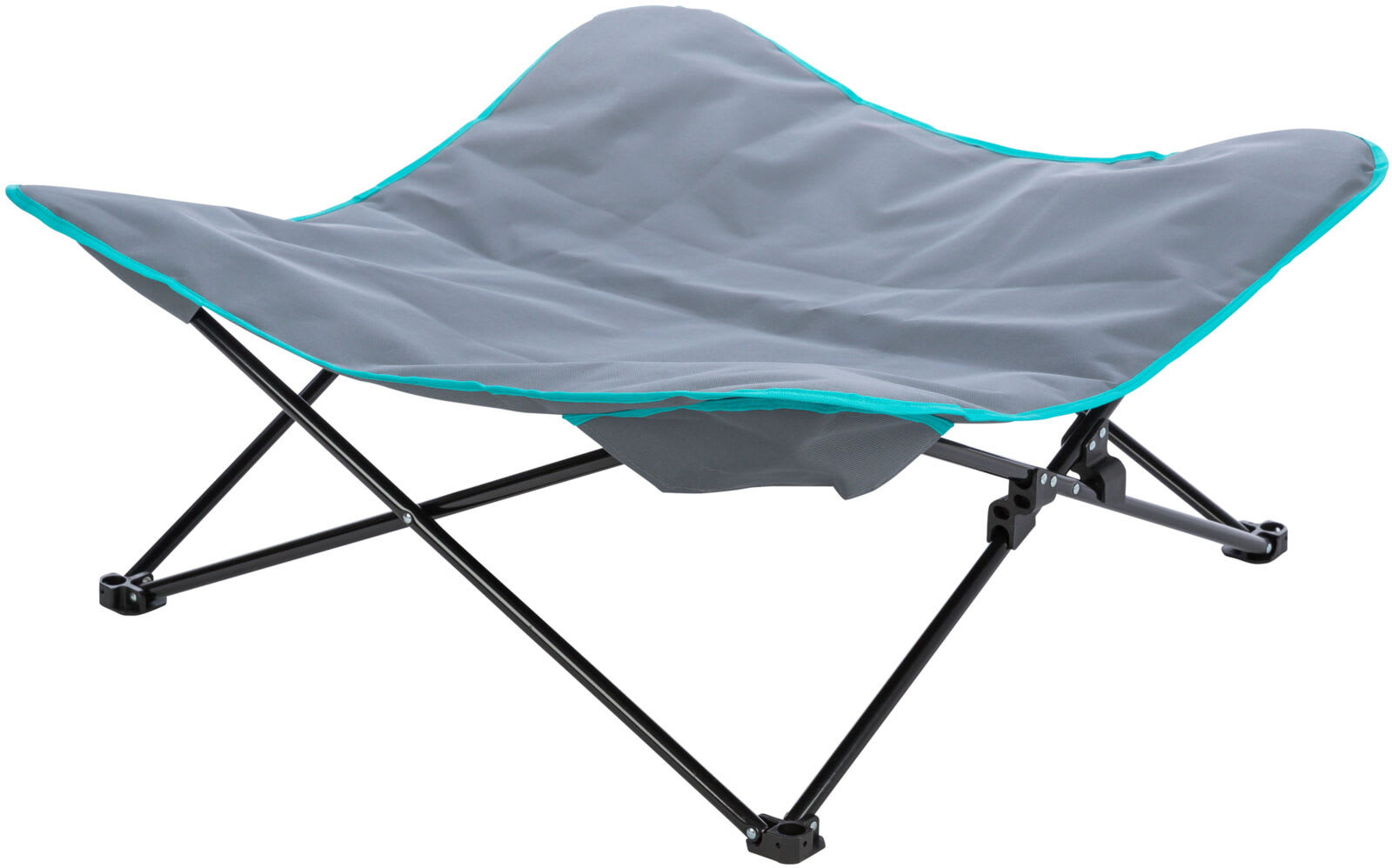 Hundeseng Camping Bed 88x32x88cm Mørk Grå/Petrol