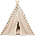Hunde/Kattehule/Telt Boho Vevd/Plysj/Jute 55x65x55cm Beige