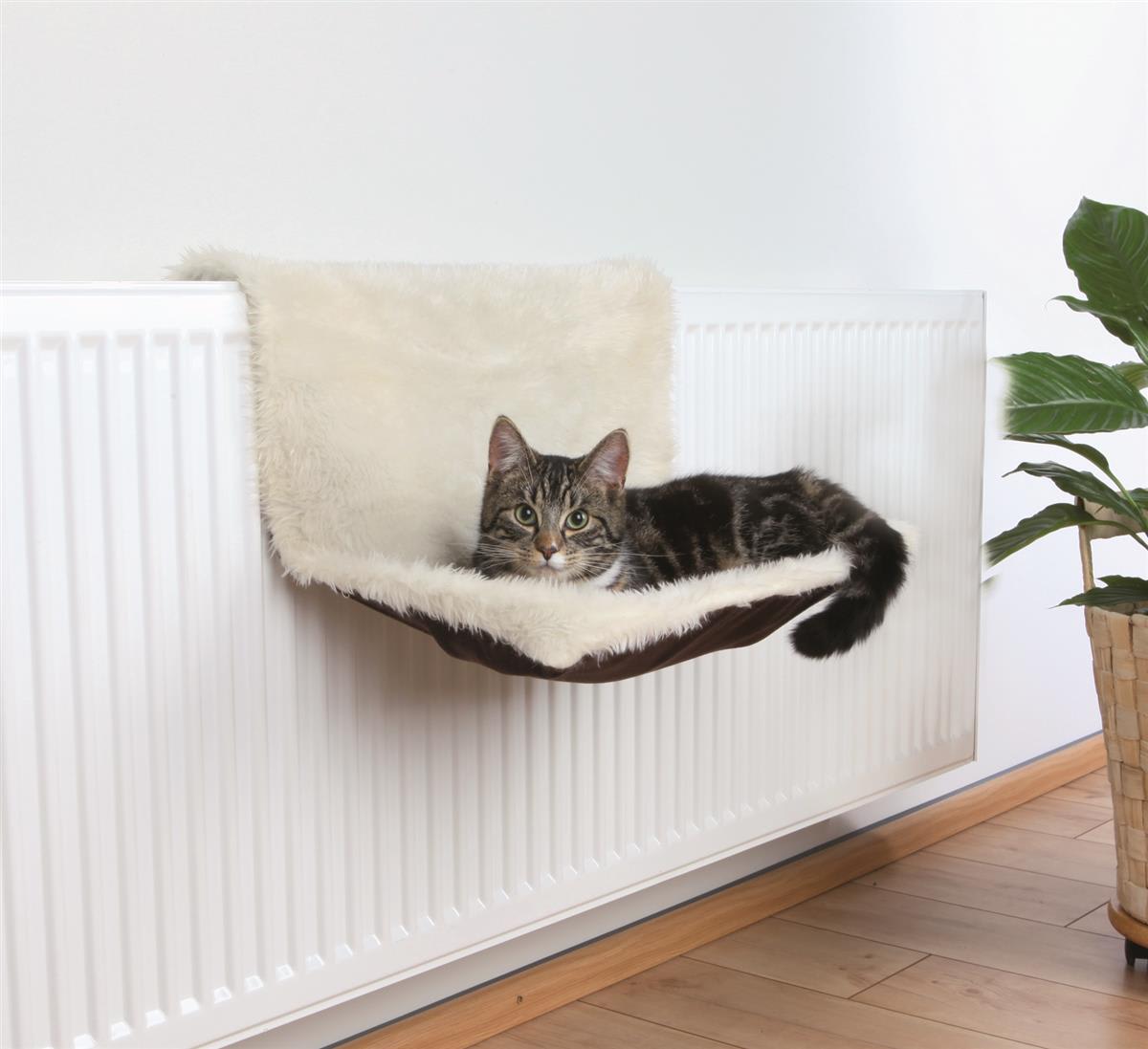 Kattemøbel Til Radiator 45cm i Plysj/Semsket Cream/Brun