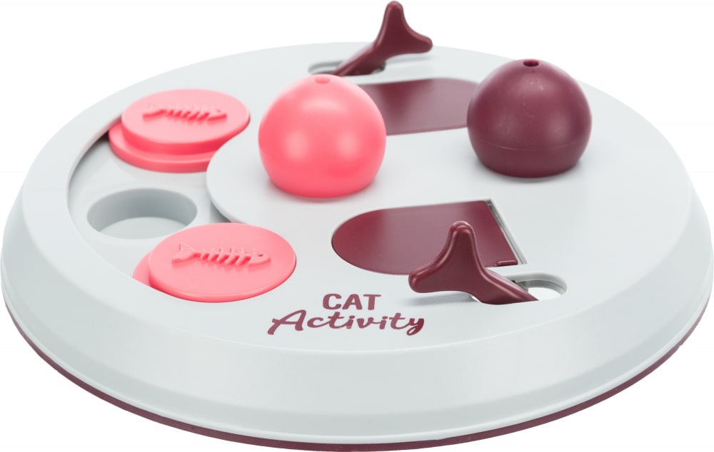 Katteleke Cat Activity Flip Board Ø23cm Bær/Rosa/Lysegrå