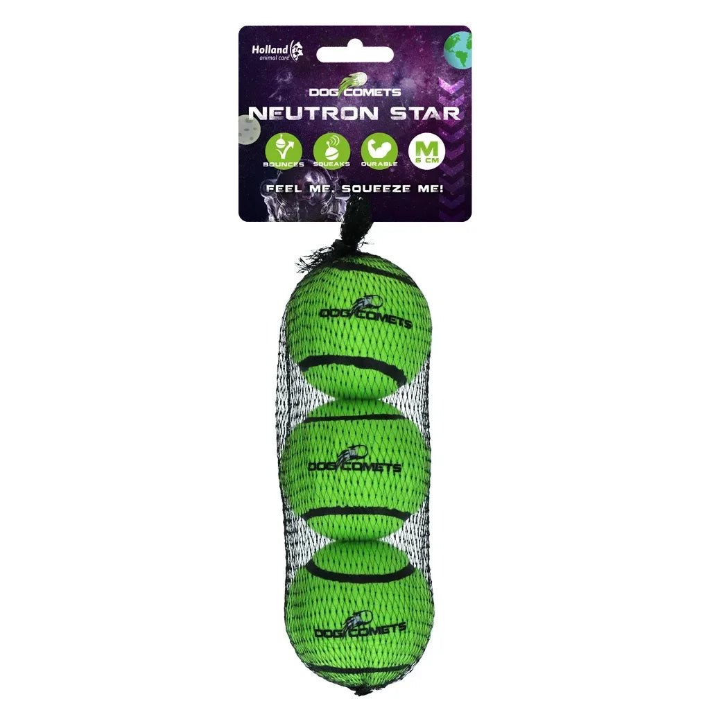 Dog Comets Neutron Star Tennis Ball With Squeaker M (3-pack)