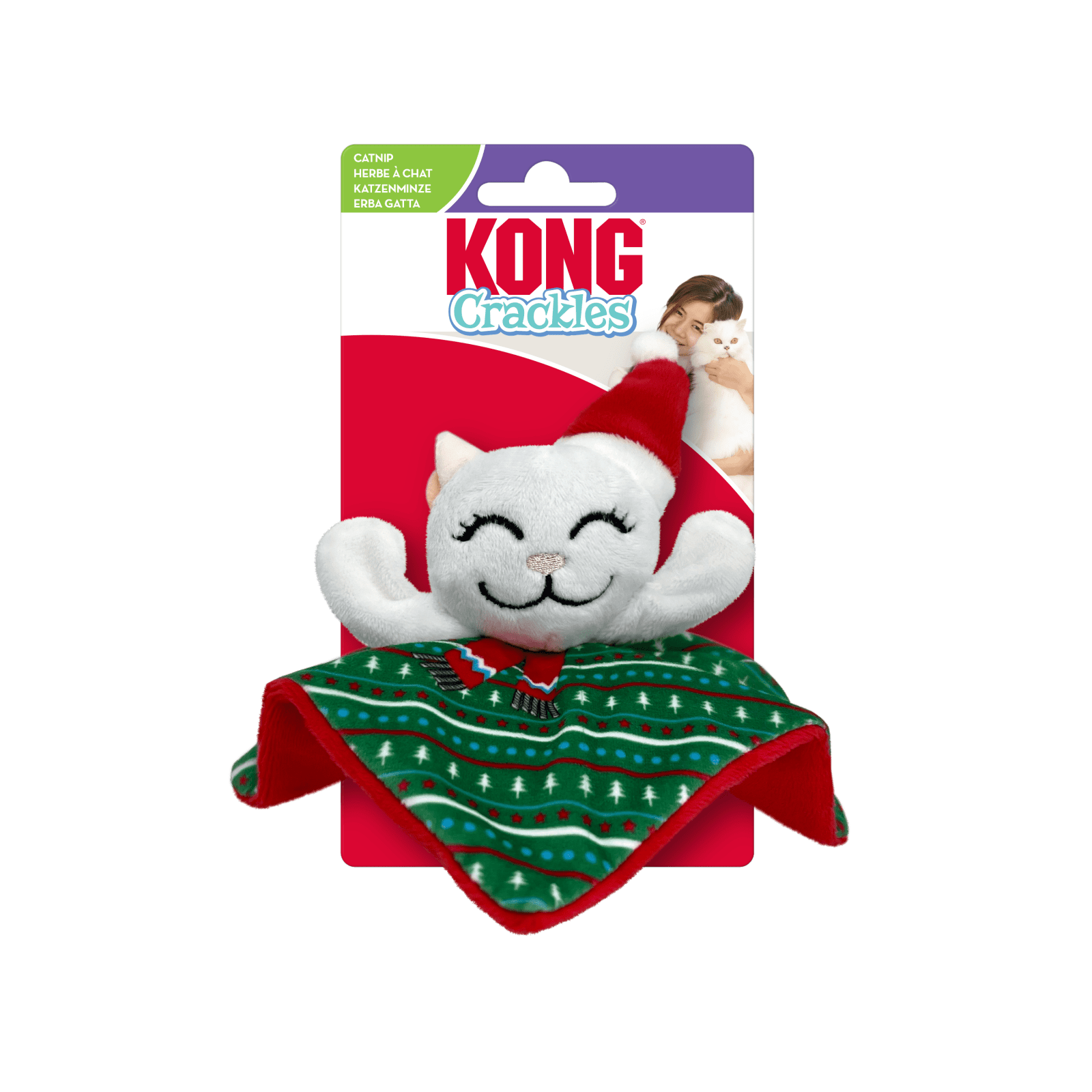Juleleke KONG Holiday Crackles Santa Kitty