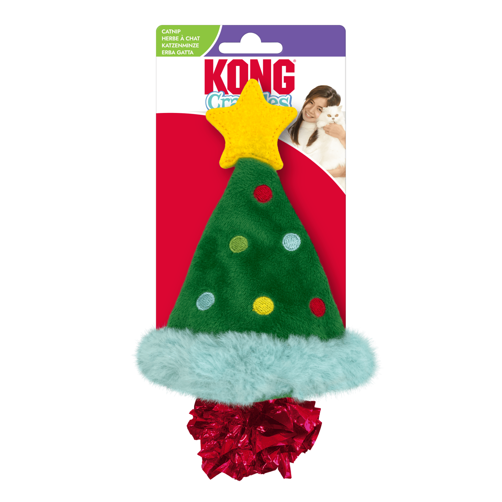 Juleleke KONG Holiday Cat Crackles Christmas Tree