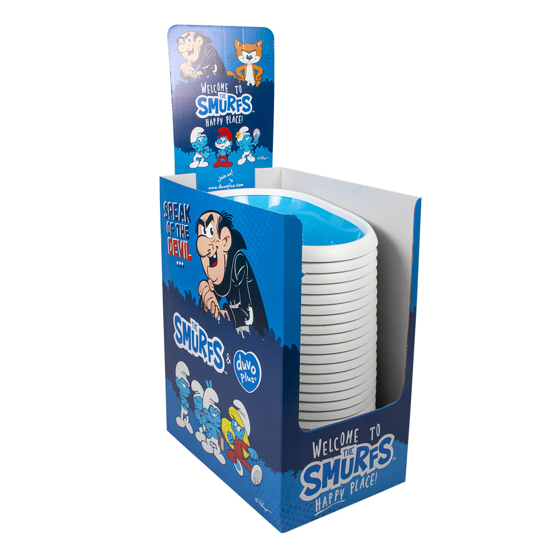 Kattebakke M/Kant Hefty Smurf 58x39x17cm Hvit/Blå 24stk i Display
