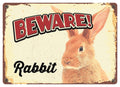Metallskilt Beware Kanin 21x14,8cm