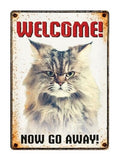 Metallskilt Welcome! Katt 21x14,8cm