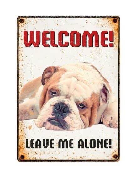 Metallskilt Welcome! Leave me alone! 21x14,8cm