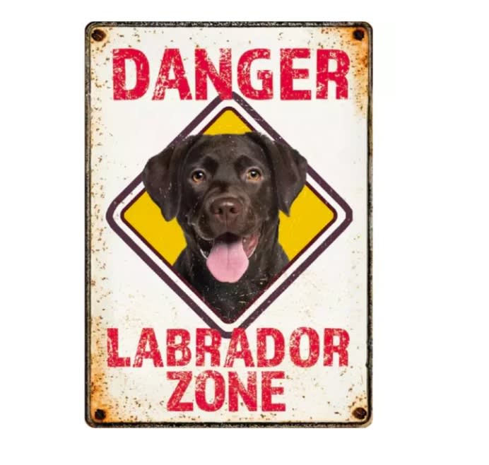Metallskilt Labrador Zone Danger 21x14,8cm