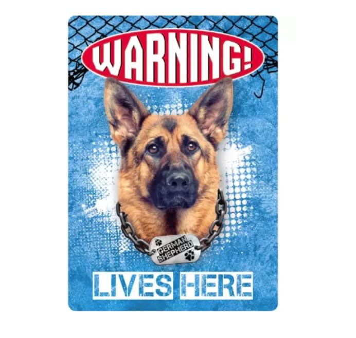 Metallskilt German Shepherd Warning 21x14,8cm