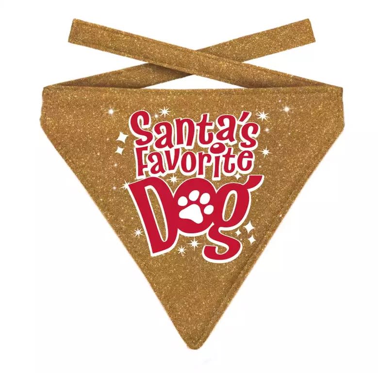 Julebandana Santas Favorite Dog Glitter-Gull L