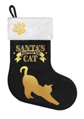 Julestrømpe Katt  Santas Fav Sort
