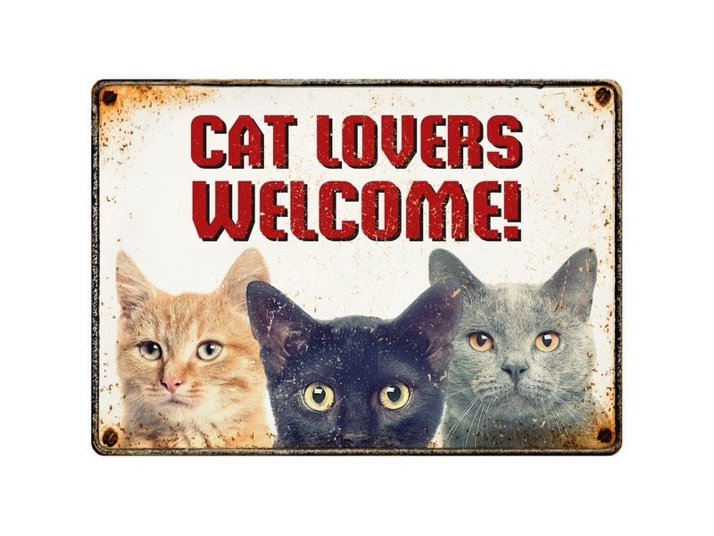 Metallskilt Cat Lovers Welcome 21x14,8cm