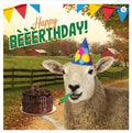 Kort Happy Birthday Sheep 13,7x13,7cm