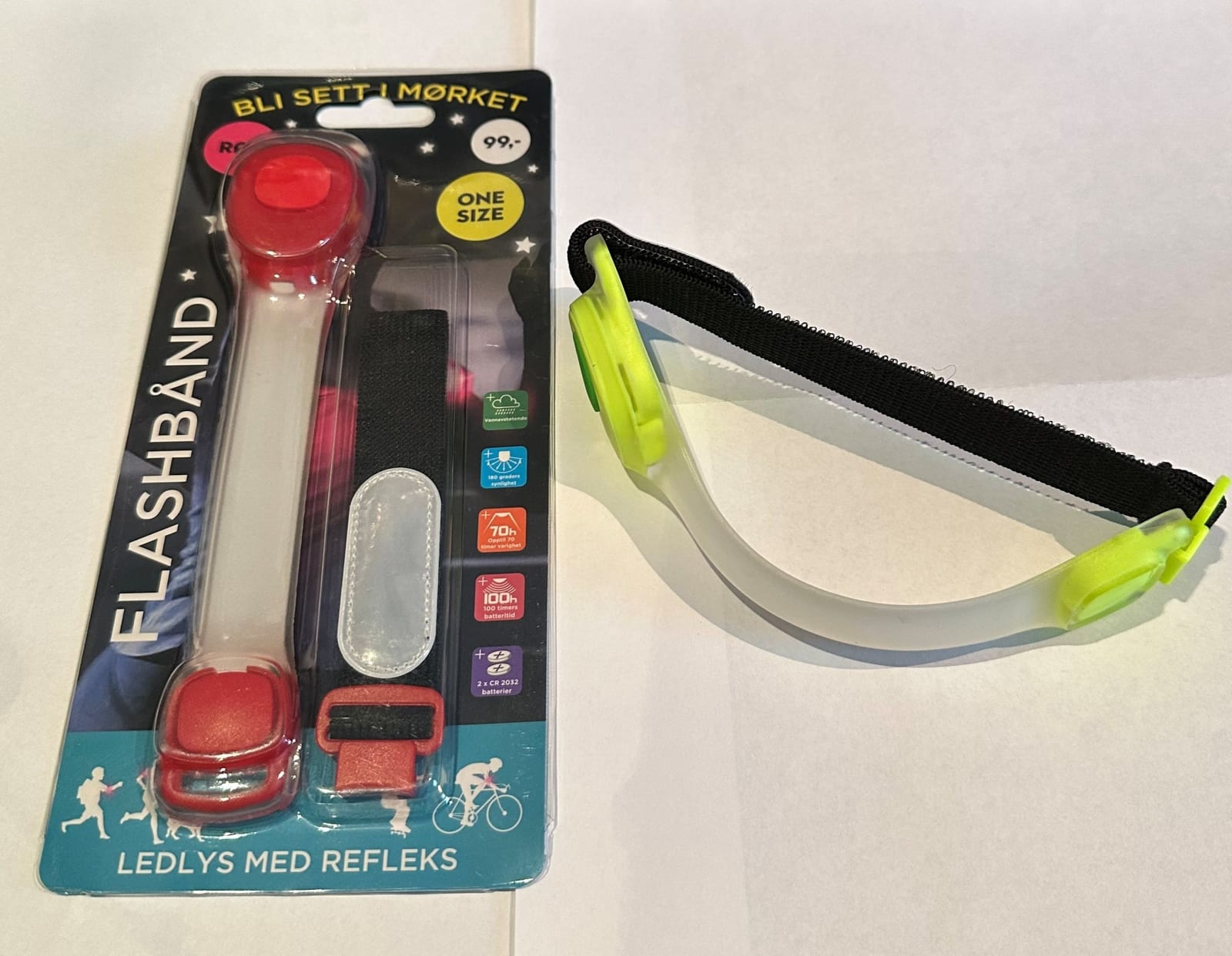 Flashbånd Blinkehalsbånd Rød/Grønn Ass One-size